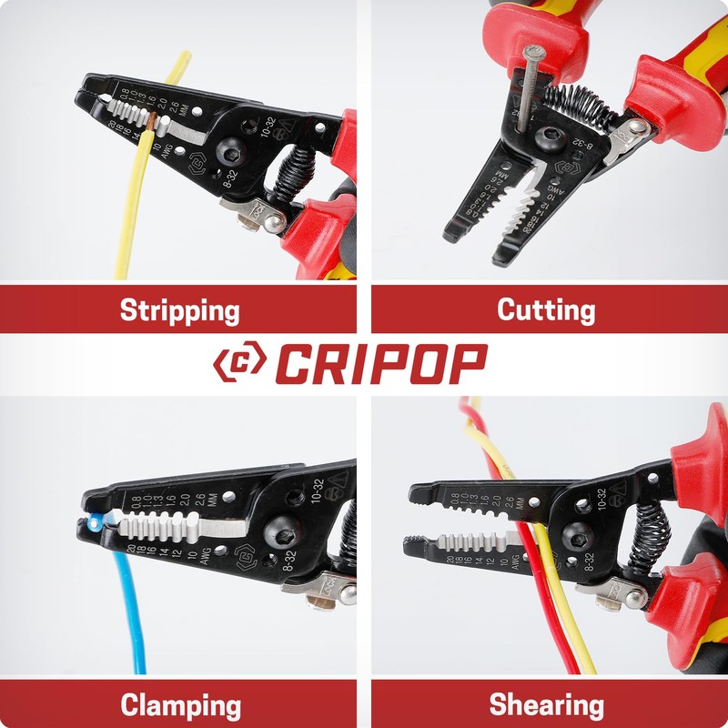 CRIPOP Insulated Wire Stripper and Cutter with EVA Storage Box,
