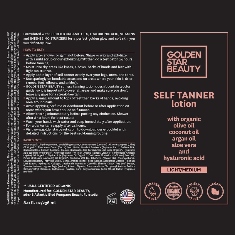 Self Tanner with Tanning Mitt - Sunless Tanning Lotion w/Hyaluronic