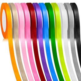 Semoss Polyester Satin Ribbon, 12 Colours, 6 mm x 22 m, Gift Ribbon Set, Silk Ribbons, Fabric Ribbons for Gifts, Packaging, DIY Crafts, Bows, Wedding