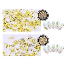 CRSHIP Nail Parts, Metal Parts, Gel Nail Resin, UV Resin Accessories, Jewelry Parts, Case Set (Star and Moon, Set of 8)