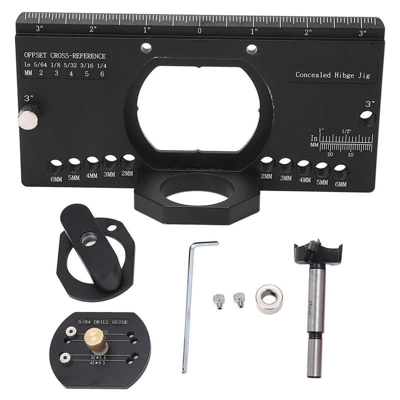 Hopbucan 35mm Concealed Hinge Jig Kit with Drill Guide Position,