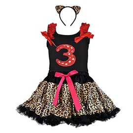 GoForDance Birthday Girl Leopard Tutu - Age Number Tank Top - Leopard Headband 3 PCS Set (Age 3-Medium)