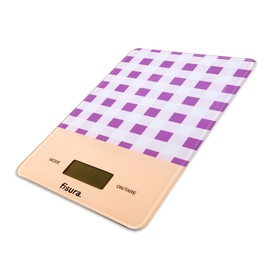 FISURA - Vichy Digital Kitchen Scales Original Electronic Scales 5kg/11lbs Digital Scales Letter Scales with Tare Function Glass and ABS 15 x 22 cm (Vichy Purple)