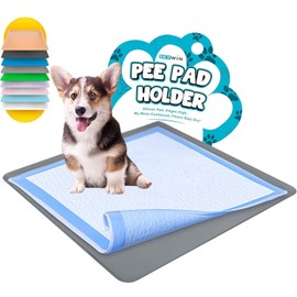TidyFriend Dog Pee Pad Holder Tray - Fits Up to 24” x 24” Pee Pad Holder for Dogs - Stable Grip, Raised Edges, Quick-Wipe Silicone Surface Dog Pad Holder for Indoor Flooring Protection (Dark Grey)