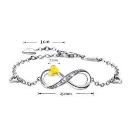 MŚ 1997 MENNICA ŚWIDNICKA 925 Sterling Silver Infinity Bracelet Women's Infinity Heart Bracelets Brands Crystals Adjustable Bracelet Women Girls Gift (Volcano), Silver, Cubic Zirconia