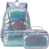 JIANYA Backpack for Girls Iridescent School Backpack Set
