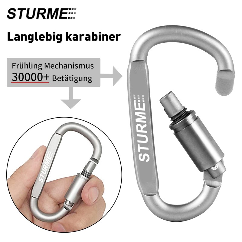 STURME Carabiner Clip Aluminum D-Ring Locking Durable Strong and Light