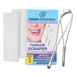 Tongue Scraper for Adults New Multicolor Travel Cases 2 Pack 100% Stainless Steel Tongue Scrubber Reduce Bad Breath, Tongue Scrubber, Easy to Use, Tongue Cleaner Oral Care Hygiene YASHIKA ENT