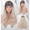 VEBONNY Headband Wigs, Synthetic Blonde Wigs with Headband (Detachable), Ombre