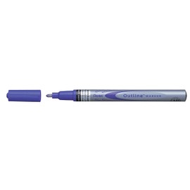 Pentel Arts Outline Marker, Silver Ink Outlined in Violet Ink, Box of 12 (MSP60-ZV)