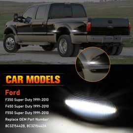 POPMOTORZ 8Pcs LED Fender Side Marker Lights Bed Fender Dual Rear Wheel Marker Lamps Assembly for Ford F350 F450 F550 Super Duty1999-2010 Front/Rear Double Wheel LED Side Marker Lamps
