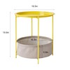 VECELO Round Side/End Table with Fabric Storage Basket，Metal Anti-Rust and