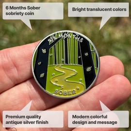 The Achieve Mint 6 Months Sober Token | Six Months Sobriety Chip | Non-AA, Non-Religious Medallions for Men and Women Celebrating Sobriety