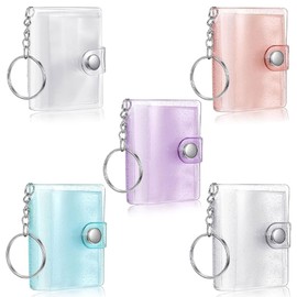 [FUYUERO] Photo Album Keychain 2" Mi Photo Album Key Chain 20 Pockets Mi Ni Institutal Pocket Photo Storage Holder with Keychain for Photo Card Friendship Wedding Graduation Anniversary (5 Colors)
