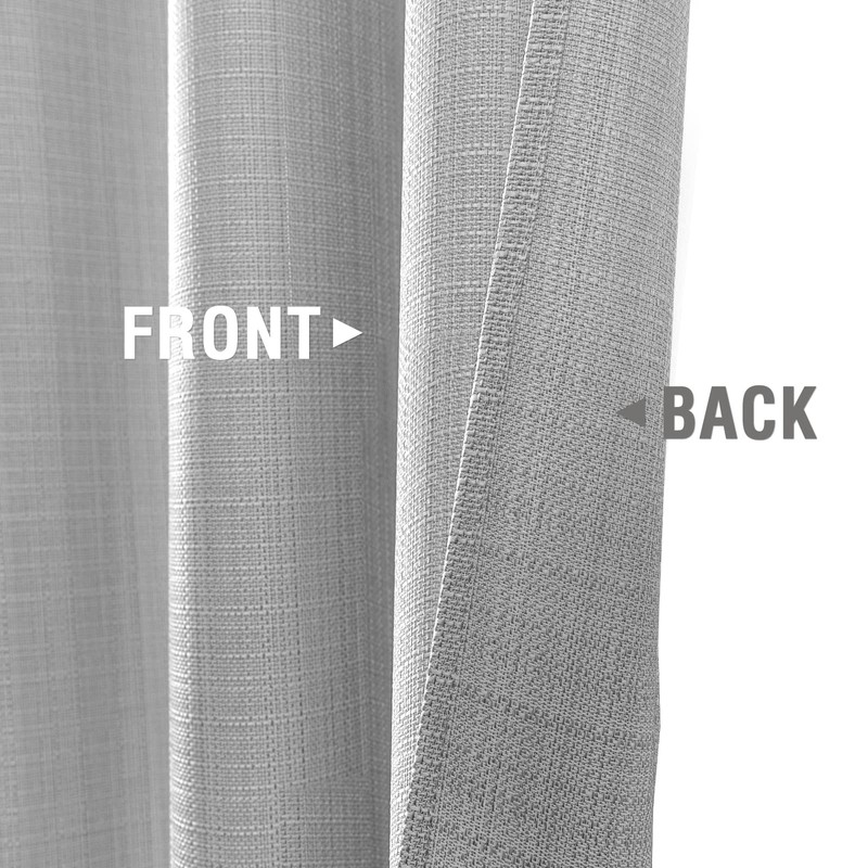 jinchan Grey Linen Textured Curtains 96 Inch Long 2 Panels