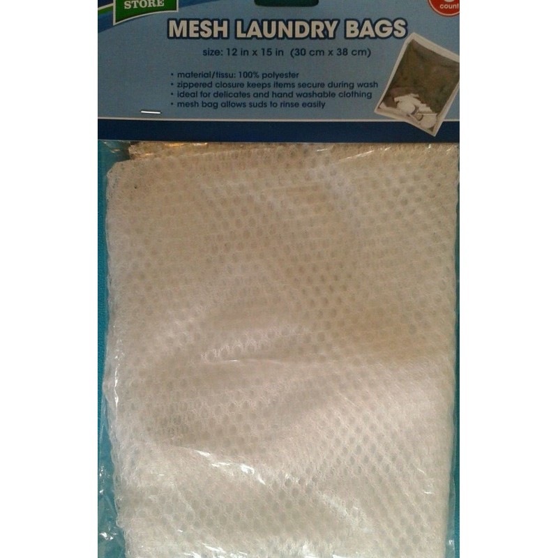 Zippered Mesh White Laundry Clothing Garment Wash Bags THREE PACKS