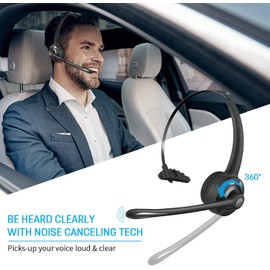 BlueFire Pro Wireless Headphones, Trucker Wireless Headset Wireless Over Head Earpiece, On Ear Car Wireless Headphones with Microphone for Truck Driver, Phones, Call Center, Office