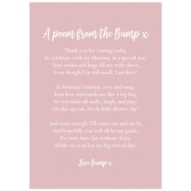 Manta Makes Baby shower decorations, a cute poem from the bump baby shower table decorations, baby shower decorations for boy or girl, baby shower games (Baby pink)