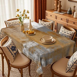 Modern Tablecloth 140 x 240 cm Brown Art Painting Tablecloth Washable Rectangle Tablecloth Decoration Aesthetic Tablecloths for Autumn Winter Party Weddings Holidays Birthday