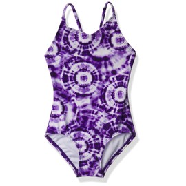 Kanu Surf Girls' Daisy Beach Sport 1-Piece Swimsuit, Groovy Purple, 7