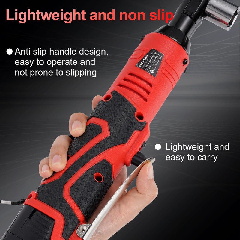 HORMY 3/8" 16.8V Electric Ratchet,Cordless Ratchet Tool Kit,40 Ft-lbs,280 RPM,Equipped