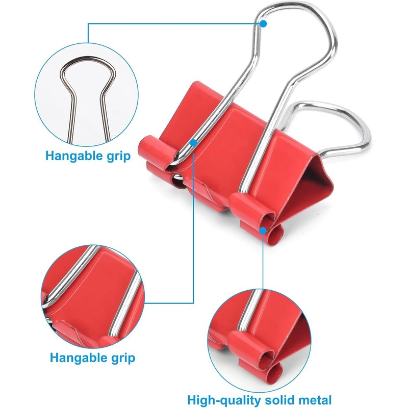 CUARUSUIKA Binder Clips Set,40Pack, 1 in Small Clip, Paper Clips