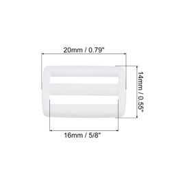 PATIKIL 5/8 Pulgadas Triple Deslizamiento Hebillas, 50 Paquetes Correas Cierre para Mochila Bolsa Cinturón, Blanco