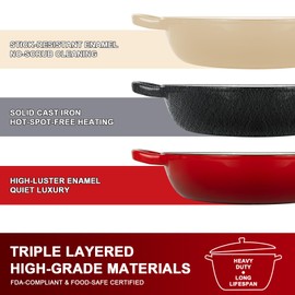 AHJ 6QT Dutch Oven For Bread Baking, Enameled Cast Iron Dutch Oven Pot with Lid, Multi-Functional Bread pan, Sourdough Baking Supplies with Proofing Basket, Cast Iron Bread Oven, Silicone Sling & Gloves.