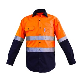 2 Tone Button Up High Visibility Reflective Shirts,Men Construction Work Shirts Hi Viz Clothes Men Safety Shirt Orange Reflective(XXXL Fluorescent Orange/Navy)