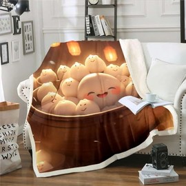 Erosebridal Rice Dumpling Blanket 3D Sweet Dumplings Fuzzy Blanket Twin, Cute Cartoon Traditional Chinese Food Fleece Blanket for Kids Adults Delicious Food Style Throw Blanket