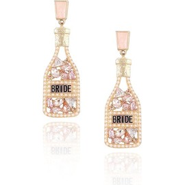 JUSTOTRY Bride Earrings for Bridal Shower Gifts,Rose Bachelorette Earrings for Bride to Be Decorations, BRIDE Letter Earring Wedding for Bachelorette Party Favors