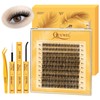 QUEWEL Cluster-Lashes-Kit Natural Look, D Curve Wispy Eyelash Extension, 120