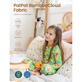 PATPAT Toddler Kids Pajama Sets with Bamboo Viscose - 2 Pieces Soft Snug Fit Pjs for Boys and Girls,All-Season Comfort Sleepwear, Green Pickles and Jars, Size 3T