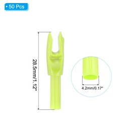 PATIKIL Archery Arrows Nocks 4.2mm 0.165", 50 Pack Insert Arrow Nock Replacement for Hunting Arrows Compound Bow Recurve Bow, Yellow