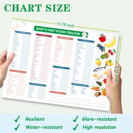 Baby’s First Foods Tracker Fridge Magnet – 101 Foods Before 1 Baby Food Checklist & Daily Log, Baby Nutrition Recipes – Reusable Dry Erase Chart for Fridge, Perfect for New Parents (25x35cm)