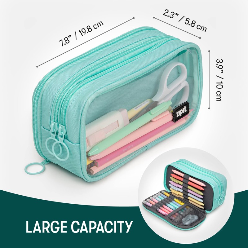 ZIPIT Half & Half Pencil Case | Large Capacity Pencil