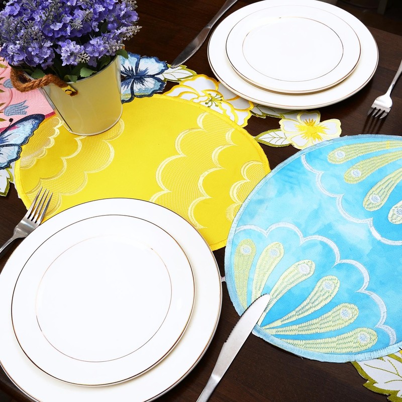 Grelucgo Embroidered Easter Eggs Table Runner, Spring Seasonal Dining Table