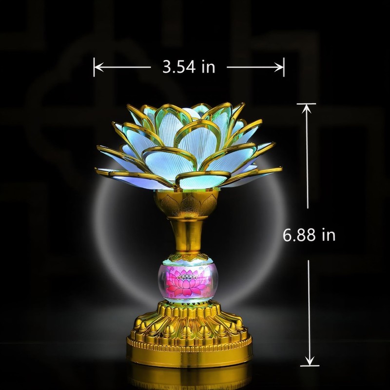 Omeet Colorful LED Lotus Buddhist Lamp, Gradient Buddha Light for