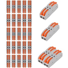 25PCS Lever Wire Connectors, Quick Connect Wire Splice Connectors Compact Inline Terminals for Electrical Wire Splicing Project, 28-12 AWG, 2 in 2 Out