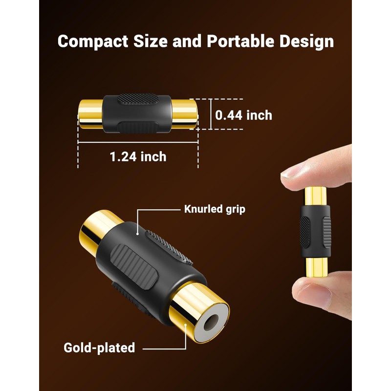 VCE 6-Pack Gold Plated RCA Female to RCA Female Coupler,Compatible
