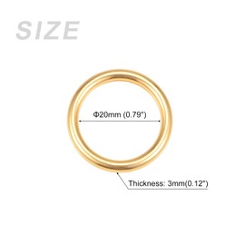 [METALLIXITY] Metal O Ring Buckle 20mm Inner Diameter 3mm Thickness 10pcs Welding Zinc Alloy Round Ring for Craft DIY Bag Handbag Belt Gold Tone