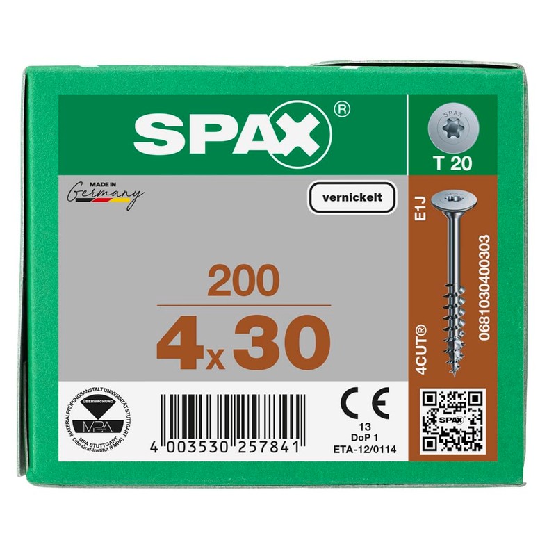 SPAX 681030400303 Flat Back Panel Head for Body, Partial Thread,