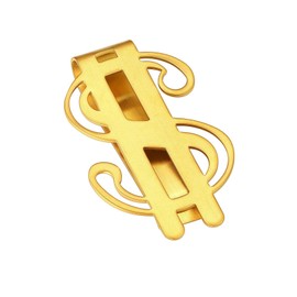 Mens Money Clip for Cash and Credit Cards, 18K Gold Plated Dollar Sign Money Clips Credit Card Holder Wallet
