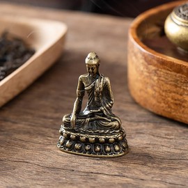 Comidox 2Pcs Vintage Sakyamuni Reclining Buddha Statue Feng Shui Brass Buddha Figurine Zen-Style Resting Pose Sitting Buddha Statue Sculpture for Yoga Enthusiasts Aquariums Home Décor