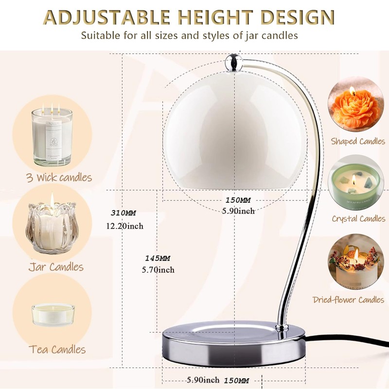 WARMCITY Modern Candle Warmer Lamp, Wide Base Candle Warming Lamp
