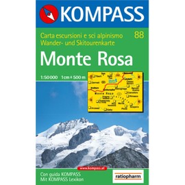 KOMPASS Wanderkarte Monte Rosa, Valle Anzasca, Valsesia: 4in1 Wanderkarte 1:50000 mit Aktiv Guide und Detailkarten inklusive Karte zur offline ... Skitouren. (KOMPASS-Wanderkarten, Band 88)
