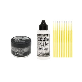 Distress Bundle - Distress Mica Flakes and Collage Medium Matte with Trebbies Detail Sticks
