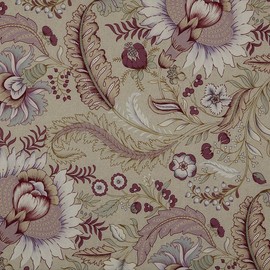 Kt KILOtela - Digital Printed Canvas Fabric - Half Panama 100% Organic Cotton - Oeko-Tex Standard 100 - Width 280 cm - Choice of Length 50 to 50 cm | Acapulco Flowers - Purple, Lilac, Beige