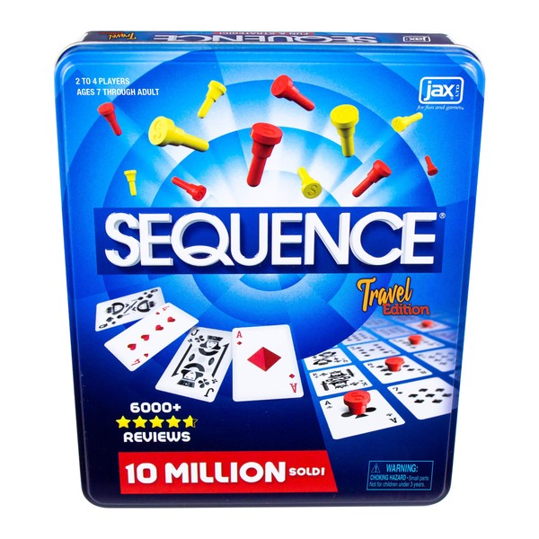 Sequence Travel Tin - The Exciting Strategy Game in A Compact Tin by Jax , Blue