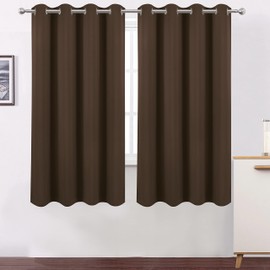 LEMOMO 100% Blackout Chocolate Brown Curtains with Black Lining/52 x 63 Inch/Set of 2 Panels Thermal Insulated Room Darkening Curtains for Bedroom